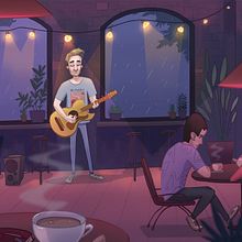 Coffee shop animation. Un progetto di Animazione 2D, Animazione, Character design, Illustrazione infantile, Illustrazione digitale e Illustrazione tradizionale di Julia Bullet - 03.03.2020