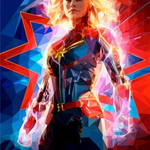 Ilustração Low Poly - Capitã Marvel - Projeto Pessoal. Un progetto di Illustrazione digitale di Daniel Ramos - 04.08.2019