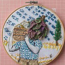 My project in Photo Embroidery on Fabric course. Un proyecto de Bordado de kamomilus - 10.03.2021