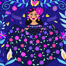 Mi Proyecto del curso: Retrato ilustrado con elementos botánicos. Un proyecto de Ilustración digital de Anne González - 08.03.2021