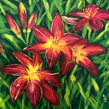 Lilies. Un projet de Peinture acr, lique, Illustration botanique et Illustration naturaliste de Mary Lagdameo - 15.03.2021