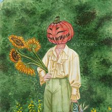 Pumpkin Head. Drawing, Digital Drawing, Traditional illustration, and Digital Illustration project by Catalina Navarrete Puebla - 12.30.2020
