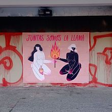 Juntas somos la llama. Street Art, Drawing, and Traditional illustration project by Valeria Araya - 03.12.2021