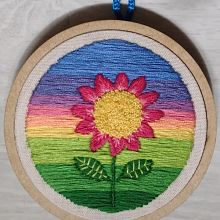 Bordado florzinha - Projeto realizado durante curso Técnicas de bordado em miniatura. Embroider project by Denise M G Dias - 03.12.2021