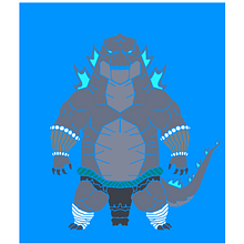 Godzilla con traje de Dios (God outfit). Digital Drawing, Design, and Digital Illustration project by Liz Michelle Prim Dávila - 03.12.2021