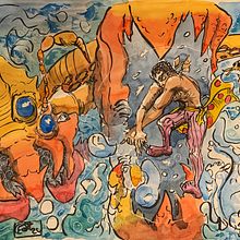 The Fisher. Desenho, e Pintura em aquarela projeto de CJ Elliott - 18.12.2020
