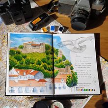 My project in Watercolor Travel Journal course. Un proyecto de Ilustración tradicional y Pintura a la acuarela de Teresa Figueiredo - 16.03.2021