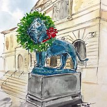 Art Institute Lion . Ilustrație tradițională și Pictură în acuarelă de Mary Lagdameo - 03.15.2021