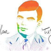 Alan Turing illustration . Digital Design, Digital Drawing, Digital Illustration, and Traditional illustration project by Melis Saylaç - 03.16.2021
