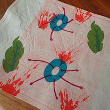 My project in Textile Silkscreen Printing with Stencil  course. Printing project by Fi Harris - 03.15.2021