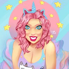 Unicorn girl - My project in Female Character Portraits in Procreate course. Un proyecto de Ilustración digital de Wellington Santos - 15.03.2021