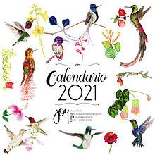 Calendario 2021 Colibríes. Naturalistic Illustration, and Watercolor Painting project by Juana Patiño Zabala - 03.17.2021