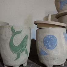 Mi Proyecto del curso: Set cafetera y frascos (azucarera, frasco para galletitas). Projekt z dziedziny Ceramika użytkownika Alejandra Hourquebie - 25.03.2021