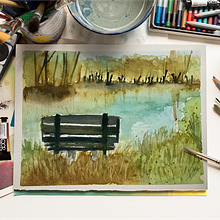 My project in  Natural Landscapes in Watercolor course. Watercolor Painting project by Cynthia - 03.18.2021