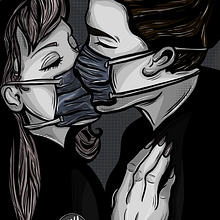 Pandemic Kiss. Een project van  Beeldende kunst, Digitale illustratie y Digitale tekening van Angela Langlais Gómez - 13.12.2020