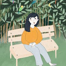 Sitting outside. Ilustração infantil, Ilustração digital e Ilustração tradicional projeto de Lorena L - 18.03.2021
