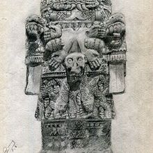 Escultura Coatlicue en lápices de grafito. Drawing, Pencil Drawing, Artistic Drawing, and Realistic Drawing project by Ramon Fuentes Sandoval - 03.18.2021