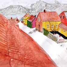 Allinge Town in Snow. Un projet de Dessin artistique de Julie Amos - 18.03.2021