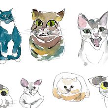 Poorly painted cats. Watercolor Painting project by Nicole Roth - 03.18.2021