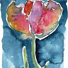 The Tulip. Watercolor Painting project by Nicole Roth - 03.18.2021