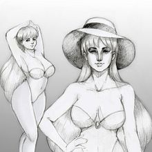 Chica en vestido de baño. Un projet de B, e dessinée, Dessin, Dessin au cra, on , et Dessin réaliste de Jane Lasso - 19.03.2021