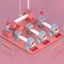 Fábrica de corazones - Cinema 4d. 3D, and 3D Animation project by Camila Gómez - 03.20.2020