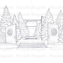 Christmas shopping mall decoration.. Een project van  Tekening, Interieurontwerp y Sketchbook van Niccolò Biagiotti - 20.03.2021
