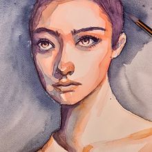 Mon projet du cours : Portrait artistique à l’aquarelle. Un proyecto de Pintura a la acuarela de Florence Salvati - 20.03.2021
