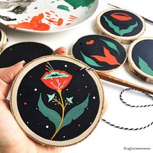 Gouache on wood. Gouache Painting, and Pattern Design project by Cagla Zimmermann - 03.21.2021