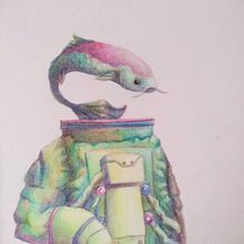 Educación Formal y la obligación de un pez. Projekt z dziedziny Sketching, Kreat, wność,  R, sunek, R, sunek ołówkiem,  R, sunek art, st, czn, Trad, c i jna ilustracja użytkownika maxi_a_heredia - 21.03.2021