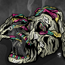 Crazy Skull. Een project van  Beeldende kunst, Digitale tekening, Traditionele illustratie y Digitale illustratie van Angela Langlais Gómez - 22.03.2021