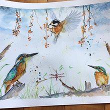 My project in Artistic Watercolor Techniques for Illustrating Birds course. Watercolor Painting project by Nicola Turner - 04.01.2021