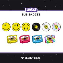 Emblemas suscripción - Twitch. Social Media Design, Vector Illustration, and Social Media project by Laura Brunneis - 03.23.2021