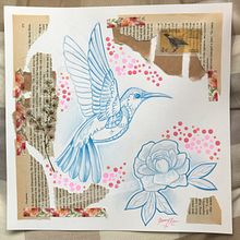 Hummingbird collage. Traditional illustration, Naturalistic Illustration, Sketchbook, and Sketching project by Jenny Rae - 03.21.2021