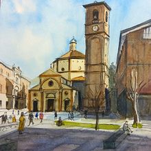 My project in Architectural Sketching with Watercolor and Ink course . Buku sketsa, Membuat sketsa, Dan Lukisan Cat Air proyek oleh tere63 - 04.01.2021