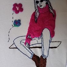 Mi Proyecto del curso: Bordado de imágenes de moda con needle felting. Embroidery project by María De Los Ángeles Martínez avendaño - 03.24.2021