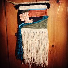 My project in Introduction to Frame Loom Tapestry course. Fiber Arts project by Valerie Egan - 03.24.2021