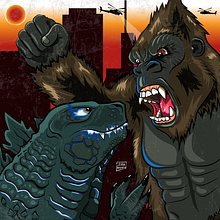 Kong Vs Godzilla. Vector Illustration project by Irving Navarro - 03.25.2021