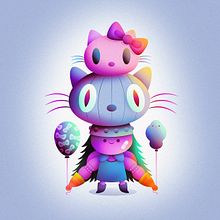 Hello Kitty x Nathan. Character Design, Children's Illustration, Digital Illustration, Drawing, Traditional illustration, and Vector Illustration project by Nathan Jurevicius - 03.25.2021
