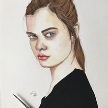 Mon projet du cours : Portrait à l'aquarelle d'après une photo. Traditional illustration project by Ludmilla Ramseier - 03.25.2021