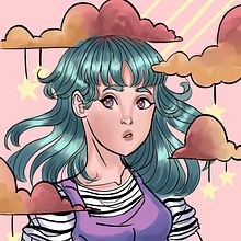 Cloudy girl . Figure Drawing, Artistic Drawing, Digital Illustration, and Traditional illustration project by Karen Ruiz Bohorquez - 03.25.2021