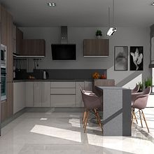 Cocina con peninsula. Projekt z dziedziny 3D, Architektura wnętrz, Design,  Projektowanie 3D i Projektowanie wnętrz użytkownika Maria Rivero - 26.03.2021