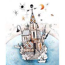 Blue island (inspired by Redolaf). Traditional illustration, Watercolor Painting, and Creativit project by stef_de_la_cabane - 02.01.2021