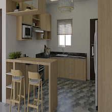 Mi proyecto una Cocina. 3D, Architecture, Interior Architecture, and 3D Design project by Elisa Rivera - 03.28.2021