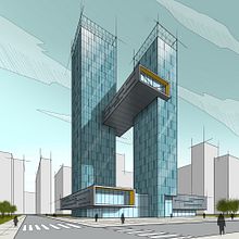 Twin Towers Digital Sketch. Un progetto di Illustrazione architettonica, Architettura, Illustrazione digitale e Bozzetti di Ehab Alhariri - 29.03.2021