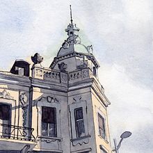 Mein Kursprojekt: Architektonische Zeichnung mit Aquarell und Tinte. Un progetto di Pittura ad acquerello, Architettura e Street Art di Hanspeter Stünzi - 29.03.2021