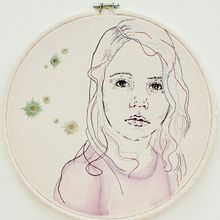 My project in Creation of Embroidered Portraits course. Drawing, Embroider, and Watercolor Painting project by Sarah Faber - 04.10.2021