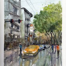 My project in Urban Landscapes in Watercolor course. Watercolor Painting project by Sylvia Ramos - 03.30.2021