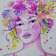 Corona de Flores. Un proyecto de Bellas Artes, Ilustración botánica, Ilustración con tinta, Ilustración naturalista				, Pintura a la acuarela y Teoría del color de Yuly Gutierrez Daza - 31.03.2021