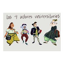 Mi Proyecto del curso: Los 4 actores universitarios. Een project van Animatie, Ontwerp van personages, Traditionele illustratie y Kinderillustratie van Joelí Zeña - 31.03.2021